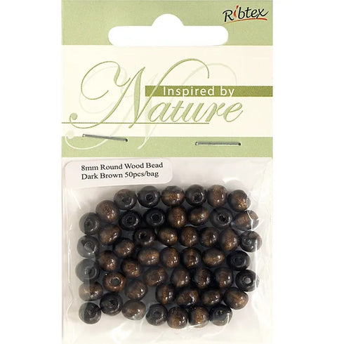 8mm Dark Brown Round Shape Wooden Beads